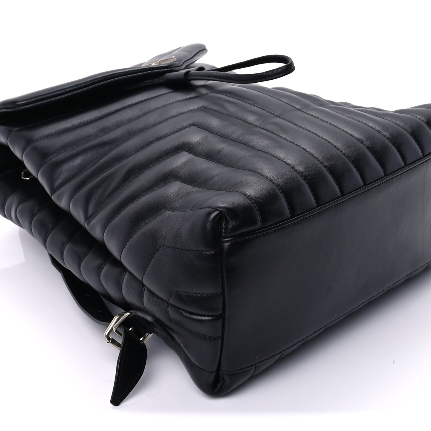 Saint Laurent Calfskin Y Quilted Monogram Medium Loulou Backpack Black