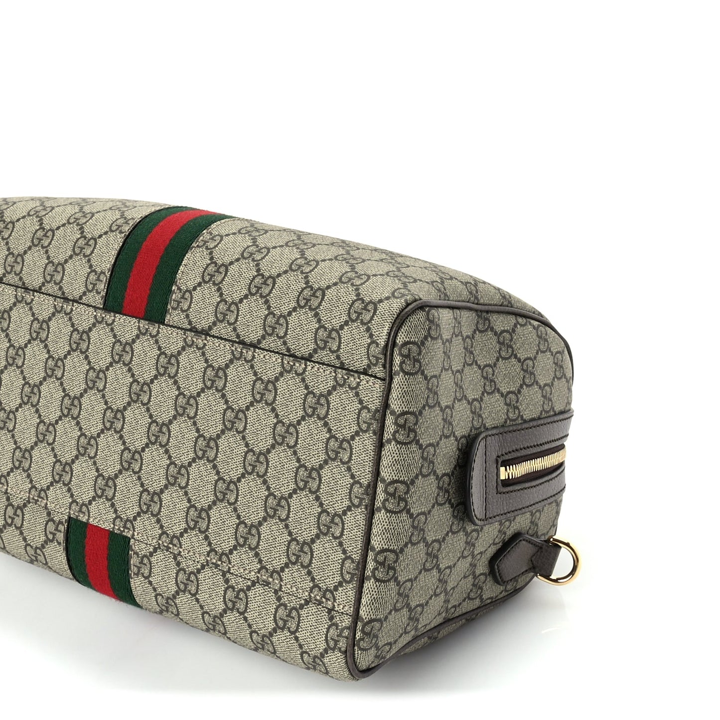 Gucci GG Supreme Monogram Web Large Ophidia Boston Bag Beige Ebony Beige Ebony