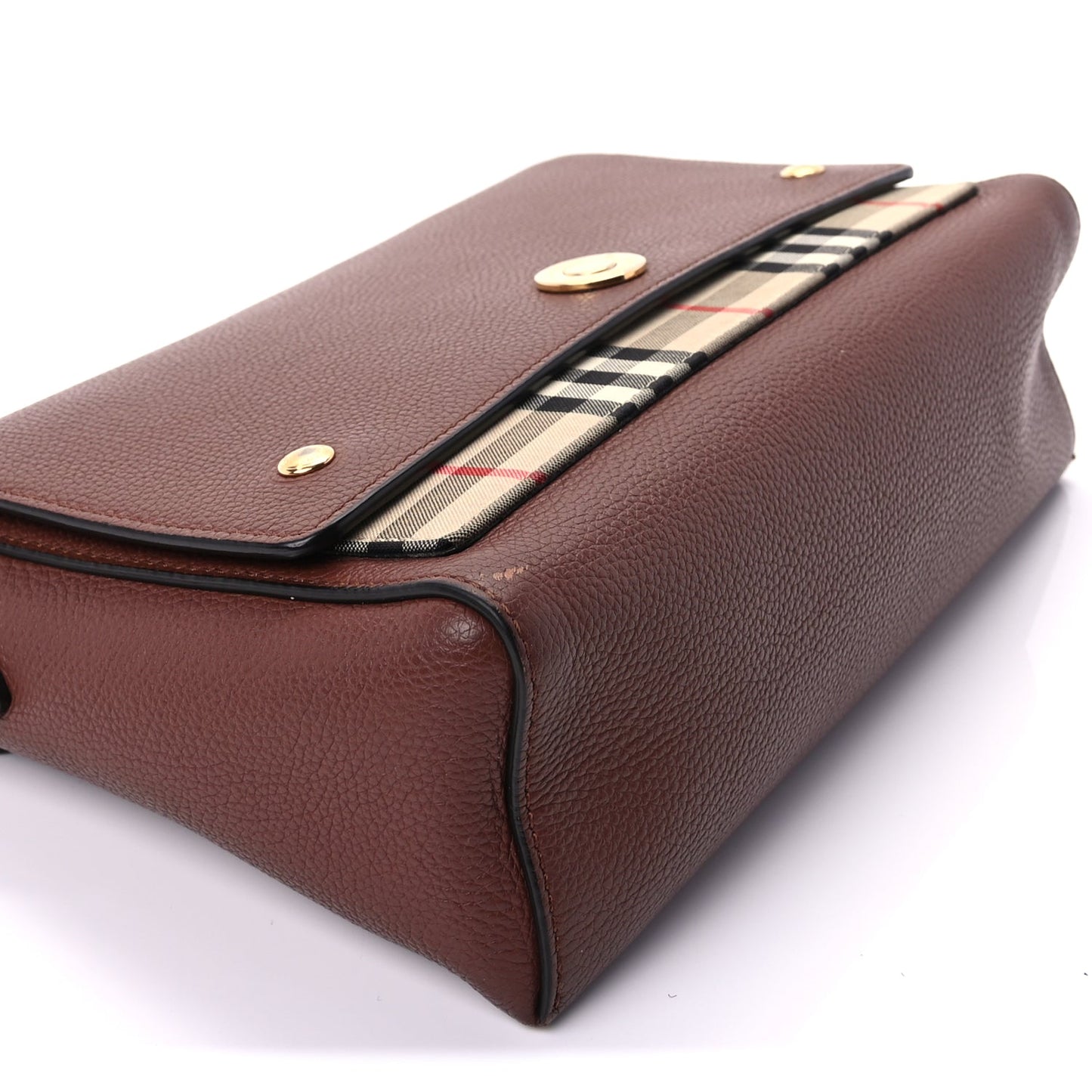Burberry Calfskin Vintage Check Note Crossbody Bag Tan