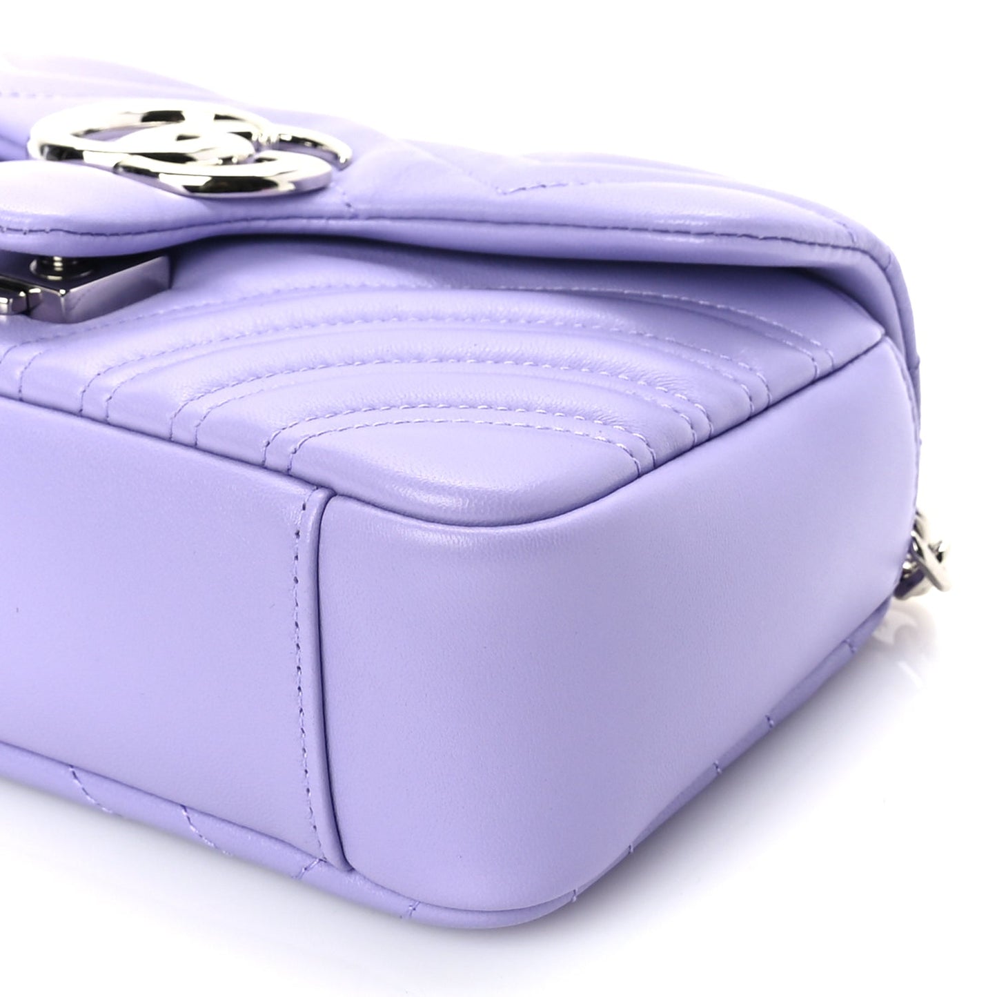 Gucci Lambskin Matelasse Small GG Marmont Shoulder Bag Lilac