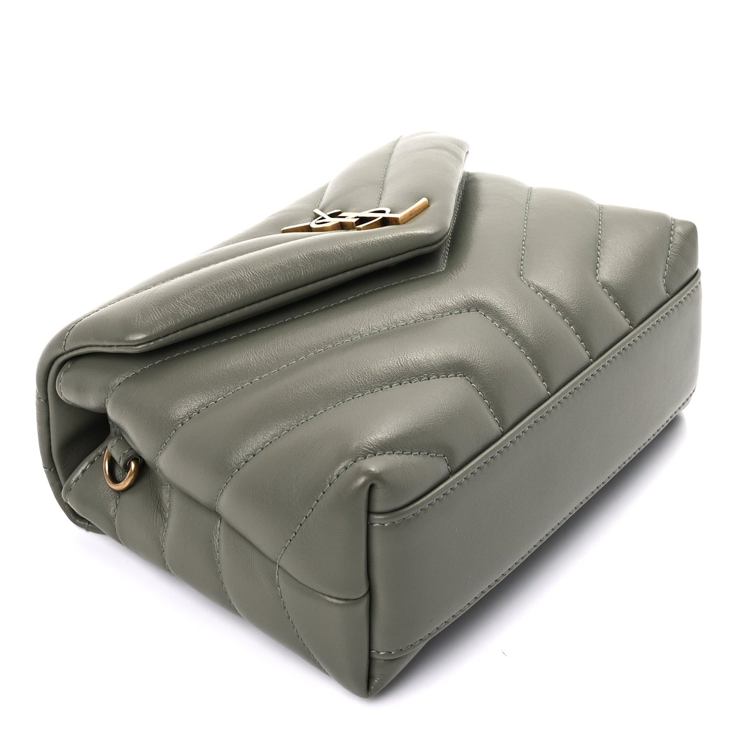 Saint Laurent Calfskin Y Quilted Monogram Toy Loulou Crossbody Bag Light Sage