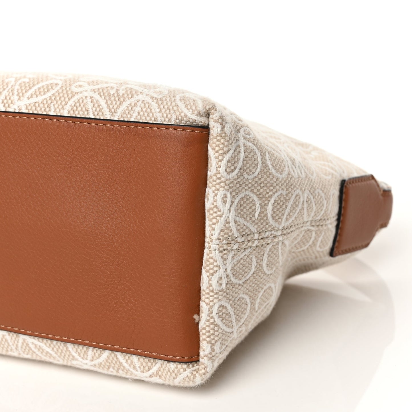 Loewe Jacquard Anagram Calfskin Small Cubi Bag Ecru Tan