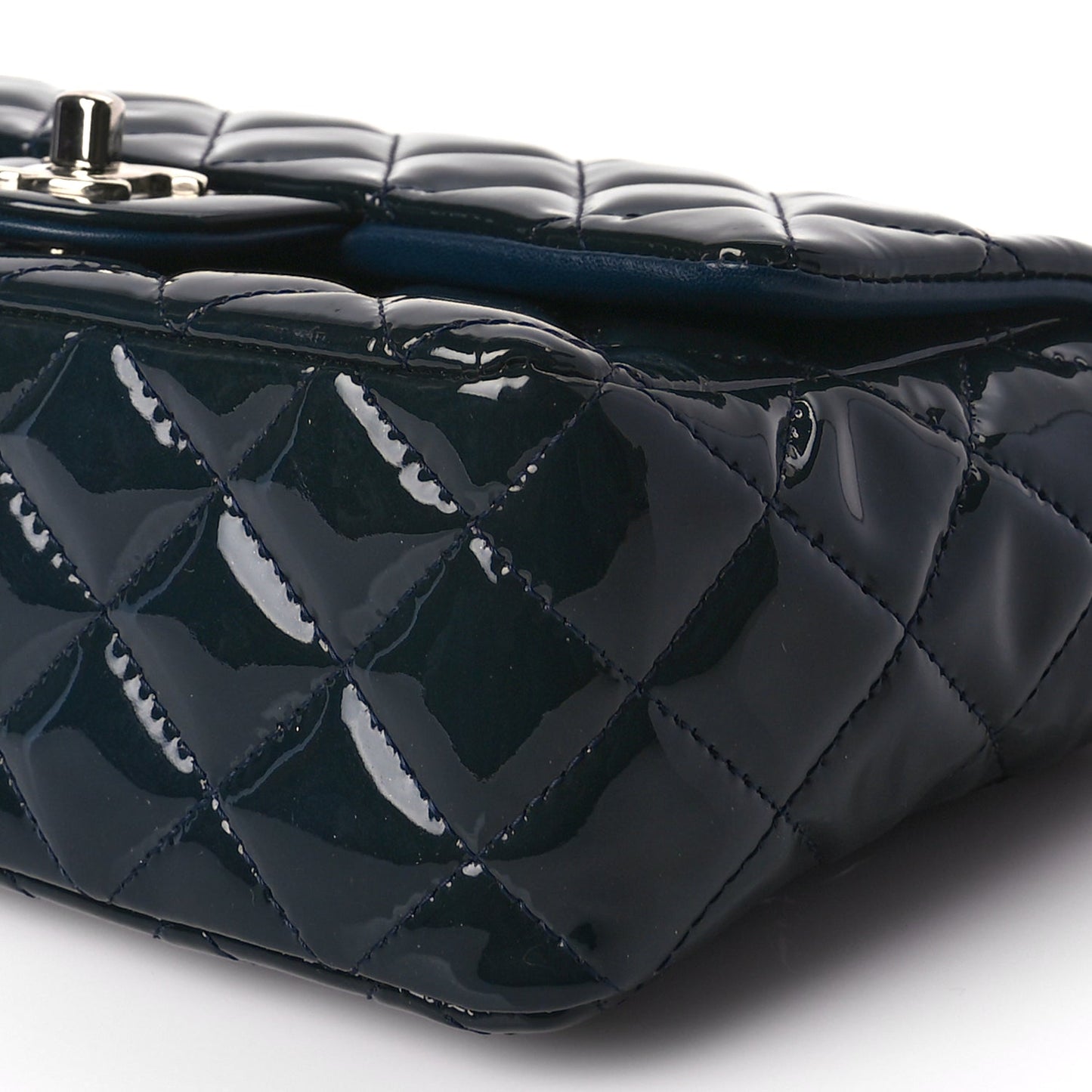 Chanel Patent Calfskin Quilted Mini Rectangular Flap Turquoise