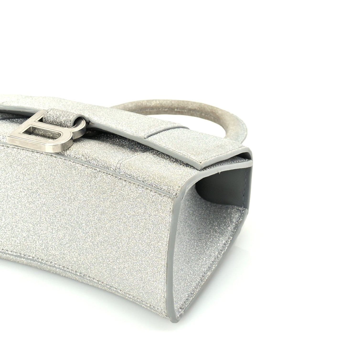 Balenciaga Glitter Fabric Hourglass Top Handle Bag XS Grey