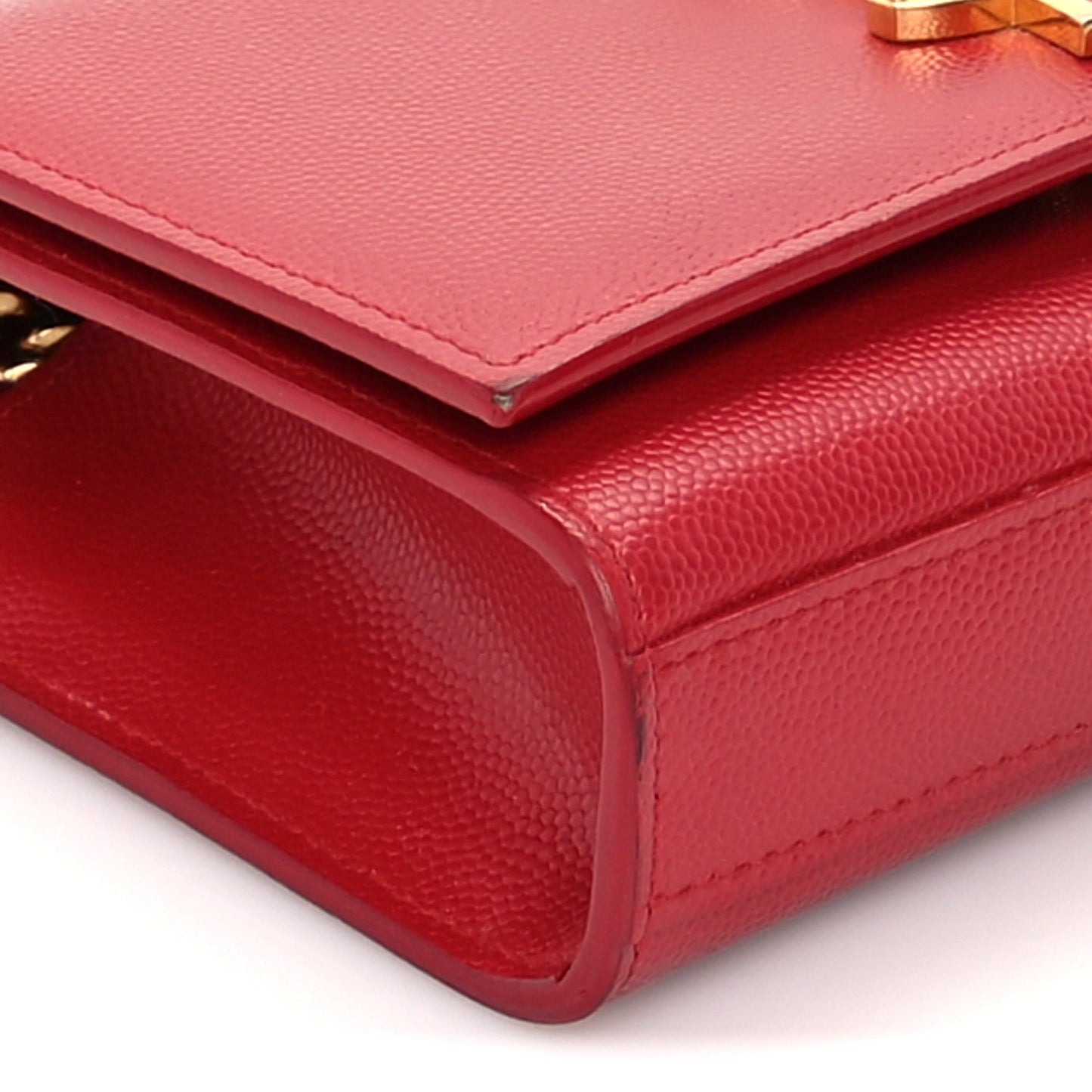 Saint Laurent Grain De Poudre Small Monogram Kate Satchel Red