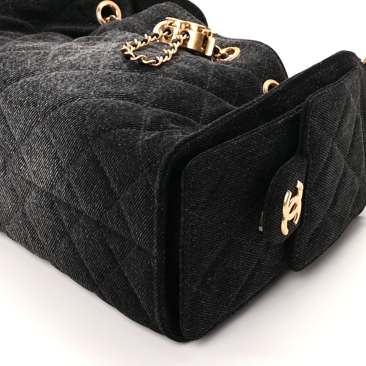 Chanel Washed Denim Quilted Mini Chanel 25 Handbag Black
