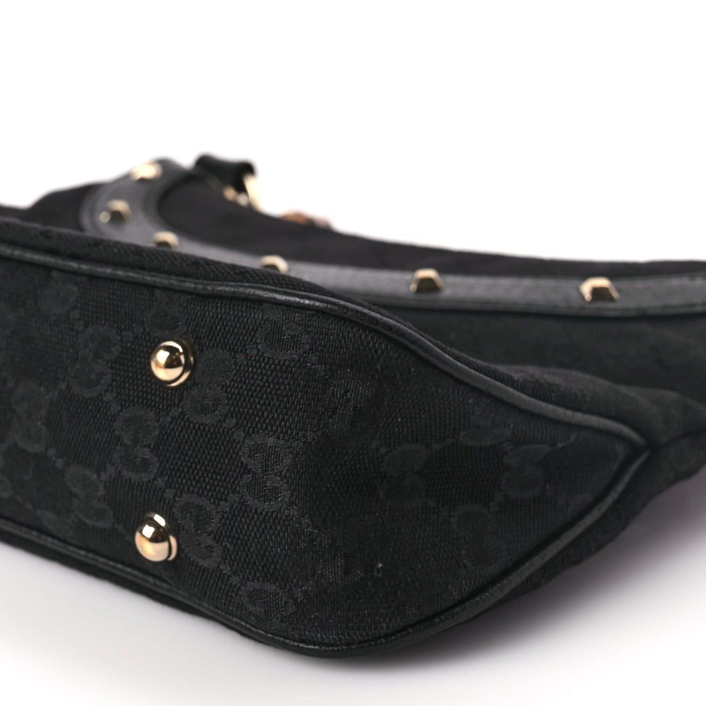 Gucci Monogram Anita Bamboo Top Handle Bag Black