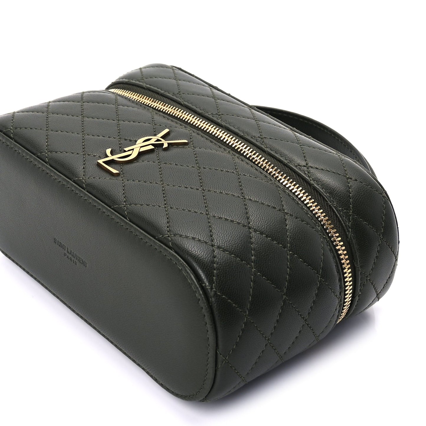 Saint Laurent Lambskin Quilted Gaby Vanity Bag Olive Wood