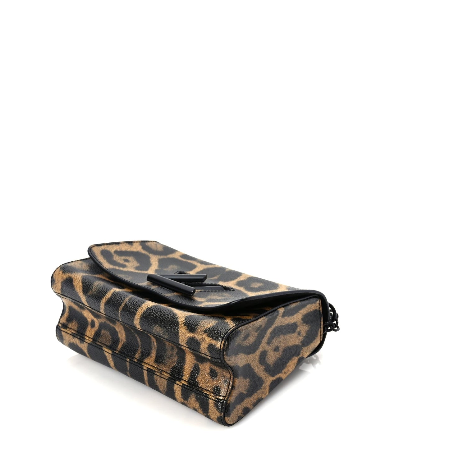 Louis Vuitton Calfskin Wild Animal Print Twist Shoulder Bag MM Marron