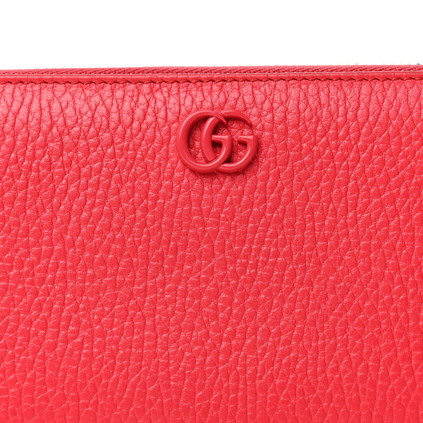 Gucci Dollar Calfskin GG Marmont Zip Around Wallet Runway Coral
