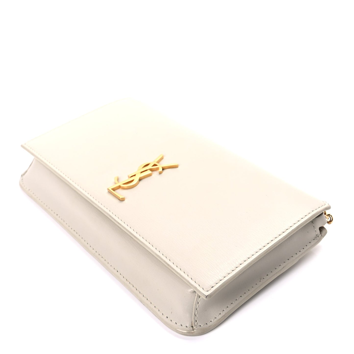 Saint Laurent Smooth Calfskin Monogram Phone Holder Crossbody Crema Soft