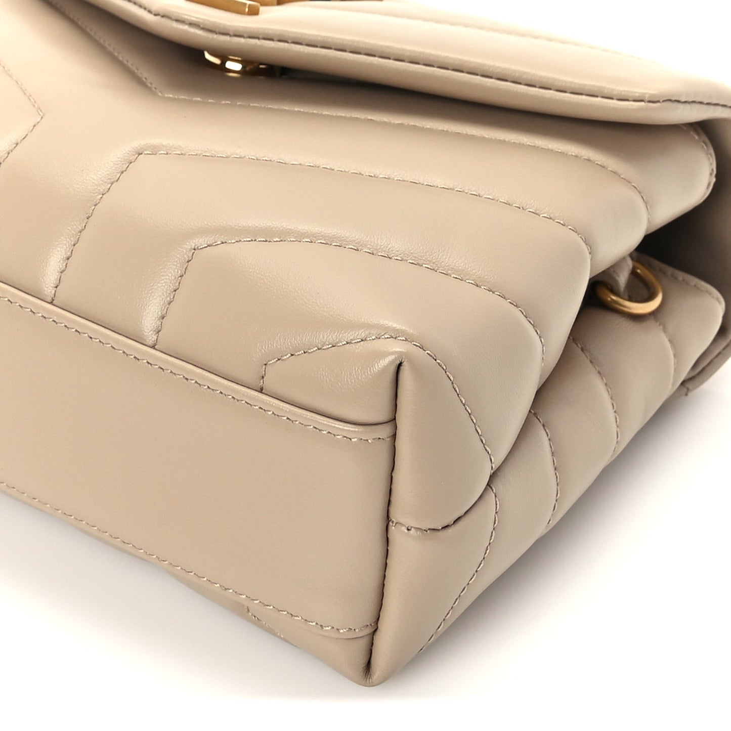Saint Laurent Calfskin Y Quilted Monogram Toy Loulou Crossbody Bag Dark Beige