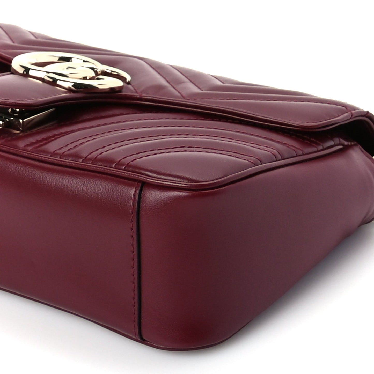 Gucci Calfskin Matelasse Small GG Marmont Shoulder Bag Rosso Ancora