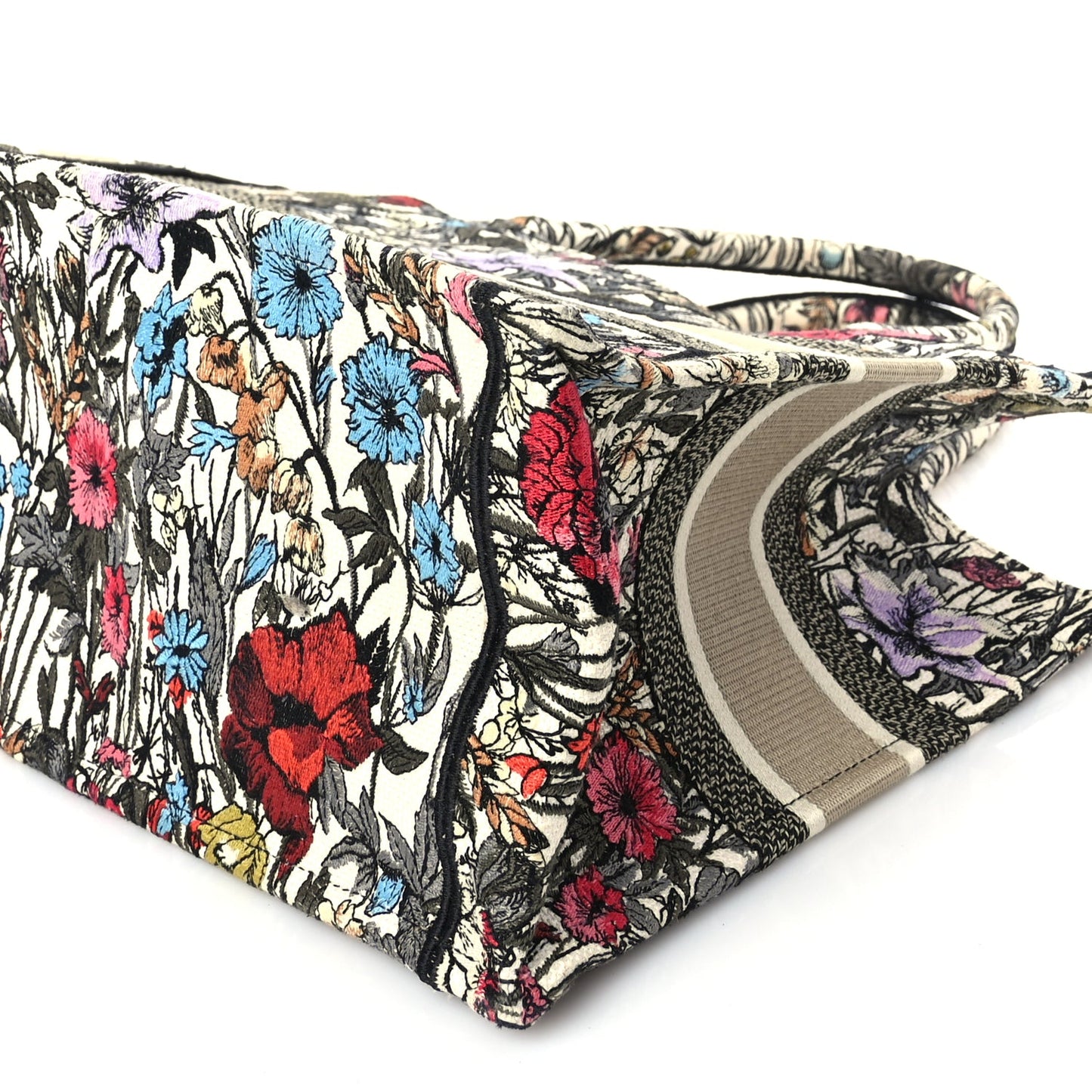 Christian Dior Canvas Embroidered Medium Mille Fleurs Book Tote Multicolor