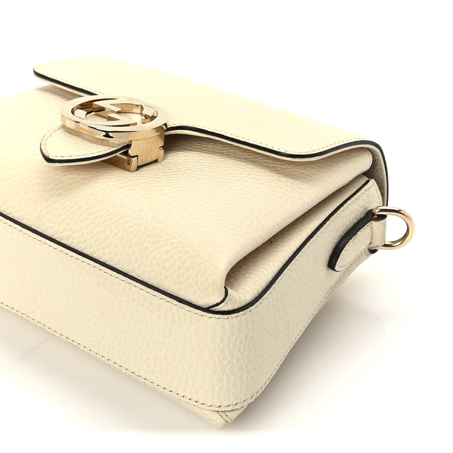 Gucci Dollar Calfskin Interlocking G Crossbody Bag Mystic White