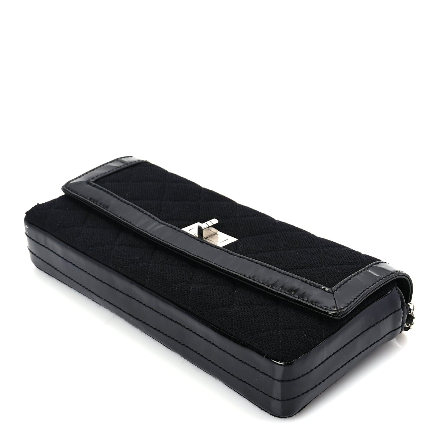 Chanel Jersey Patent Quilted 2.55 Reissue East West Flap Black