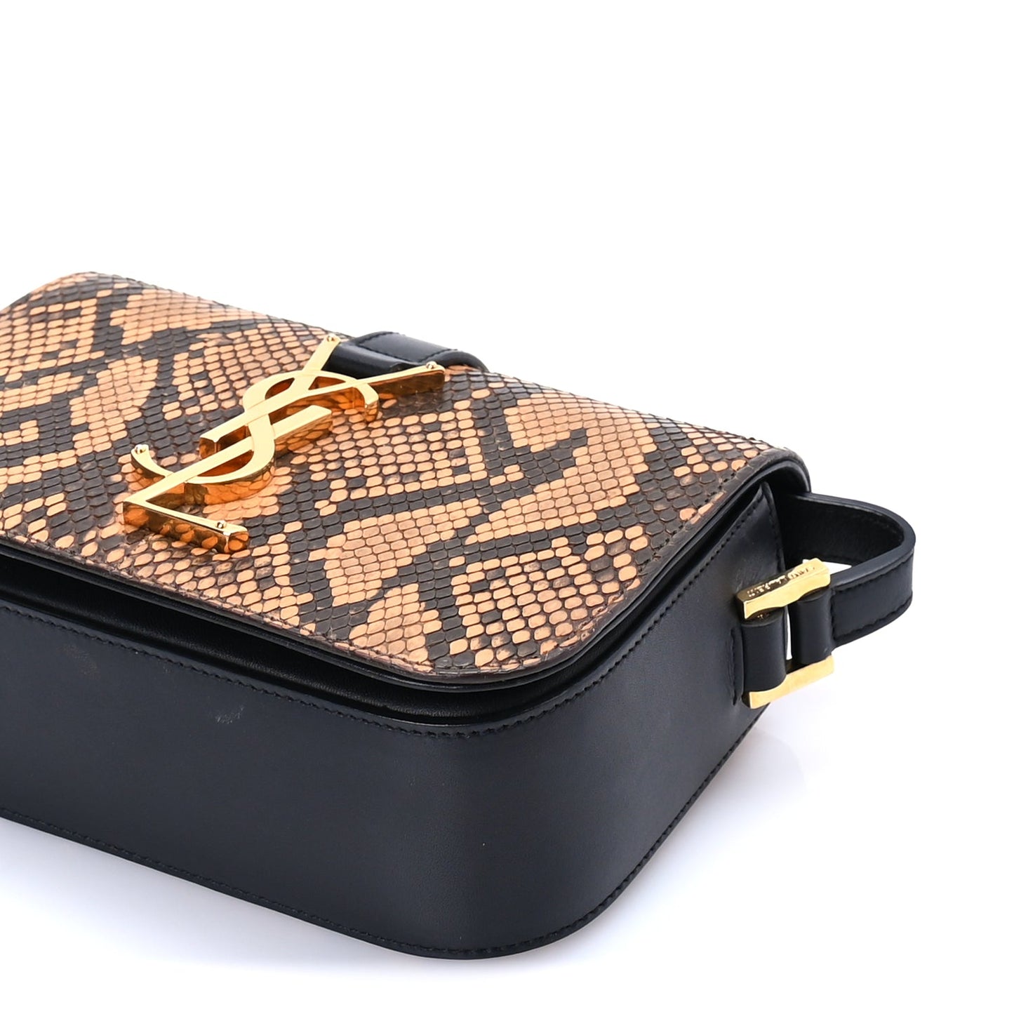 Saint Laurent Snakeskin Classic Small Monogram Universite Bag Black