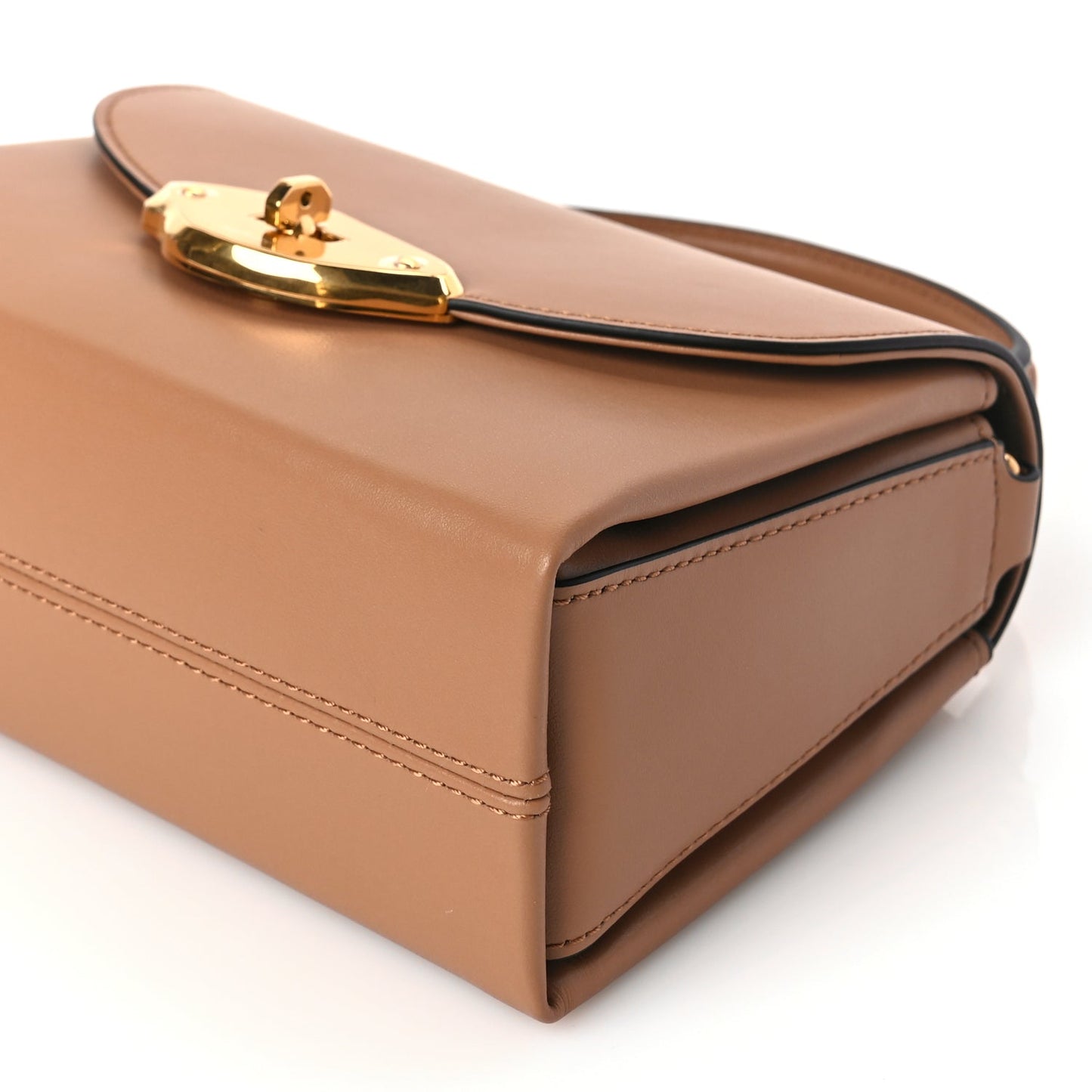 Mulberry High Gloss Calfskin Lana Small Top Handle Sable