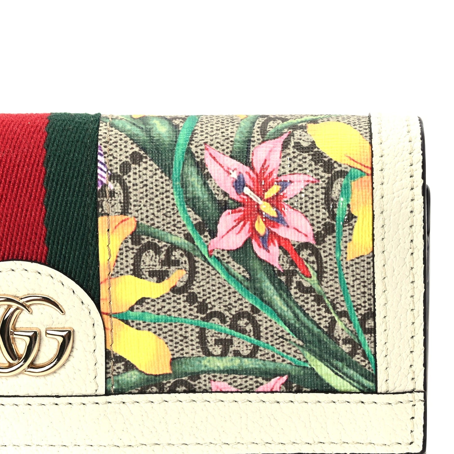 Gucci GG Supreme Monogram Flora Web Ophidia Continental Wallet White