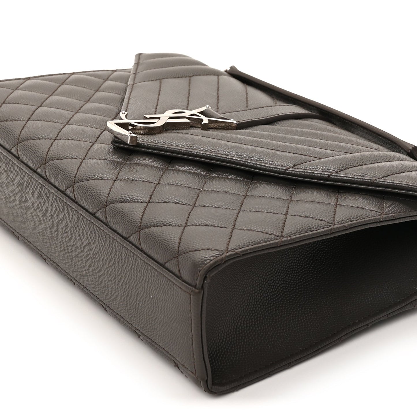 Saint Laurent Grain De Poudre Textured Mixed Matelasse Medium Triquilt Monogram Satchel Earth
