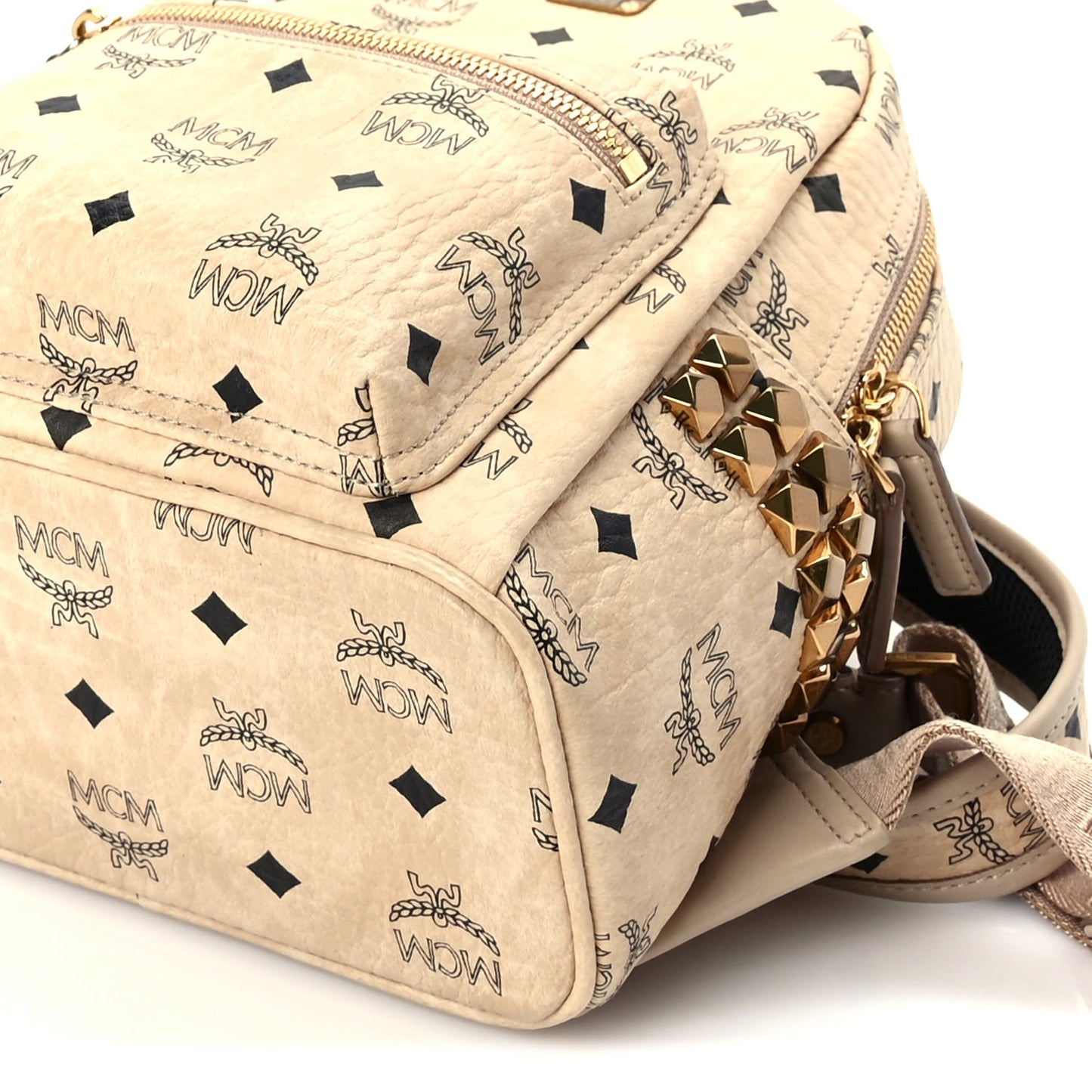 MCM Visetos Side Stud Mini Stark Backpack Beige