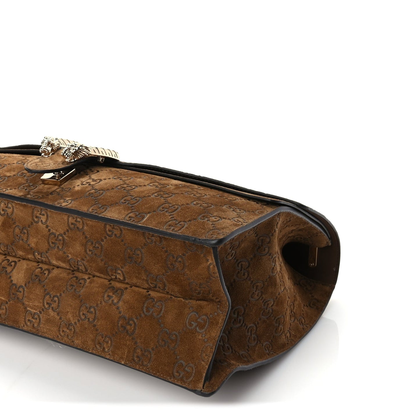 Gucci Suede GG Embossed Large Dionysus Shoulder Bag Pepper Brown