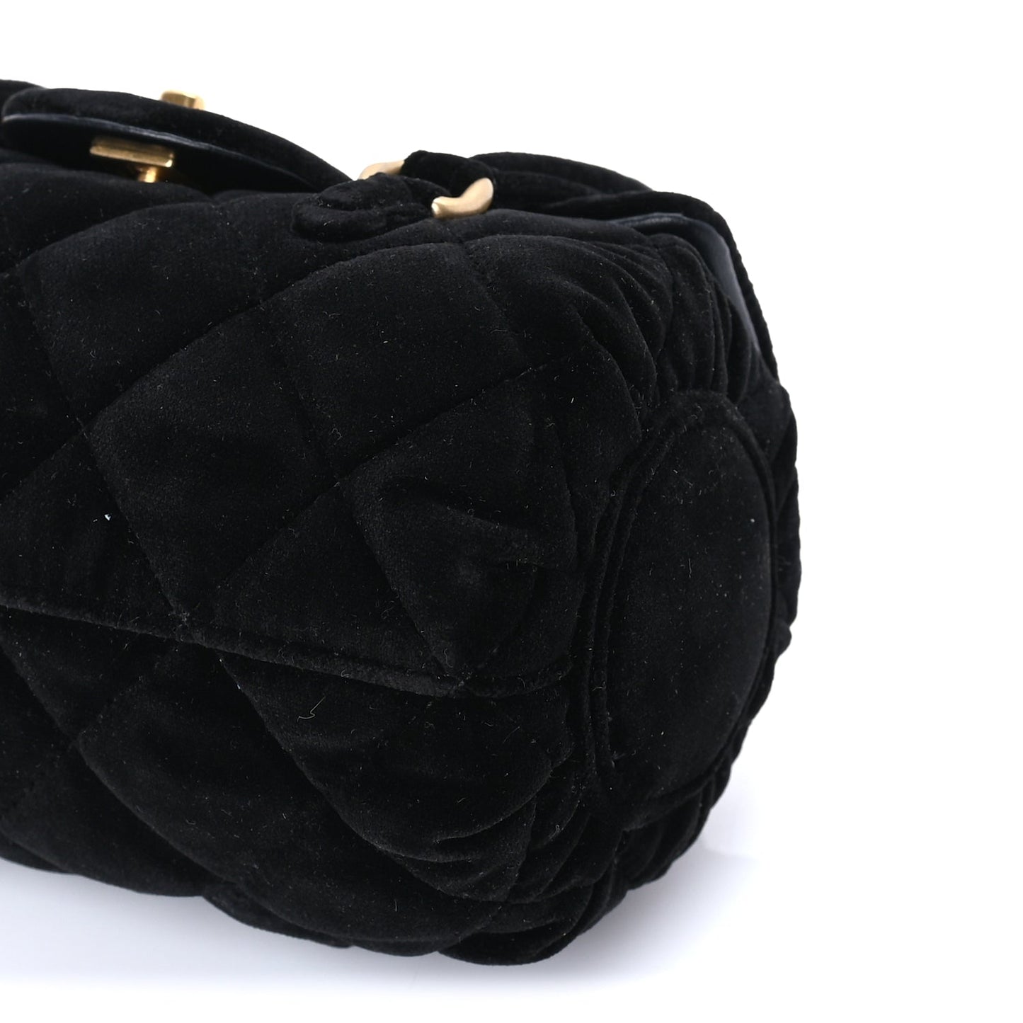 Chanel Velvet Quilted Mini Top Handle Flap Black