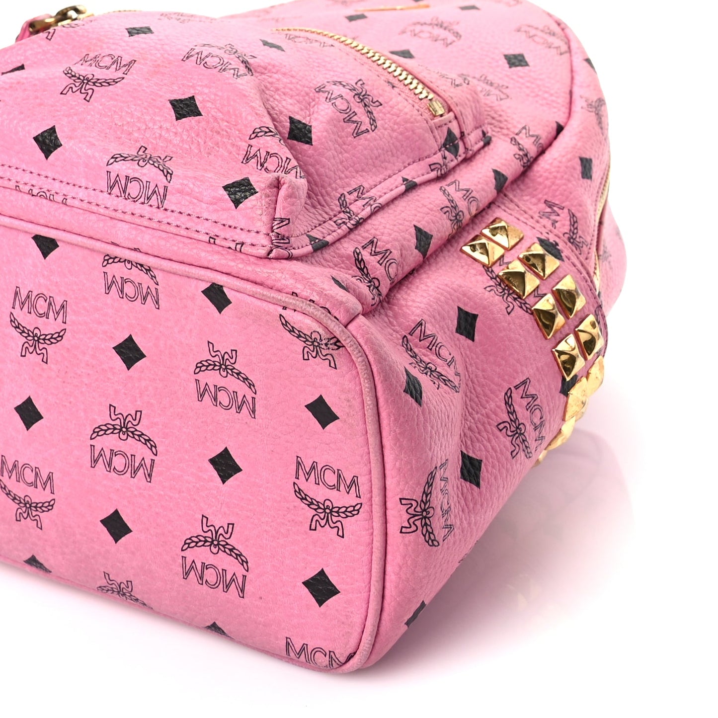 MCM Visetos Small Side Stud Stark Backpack Pink