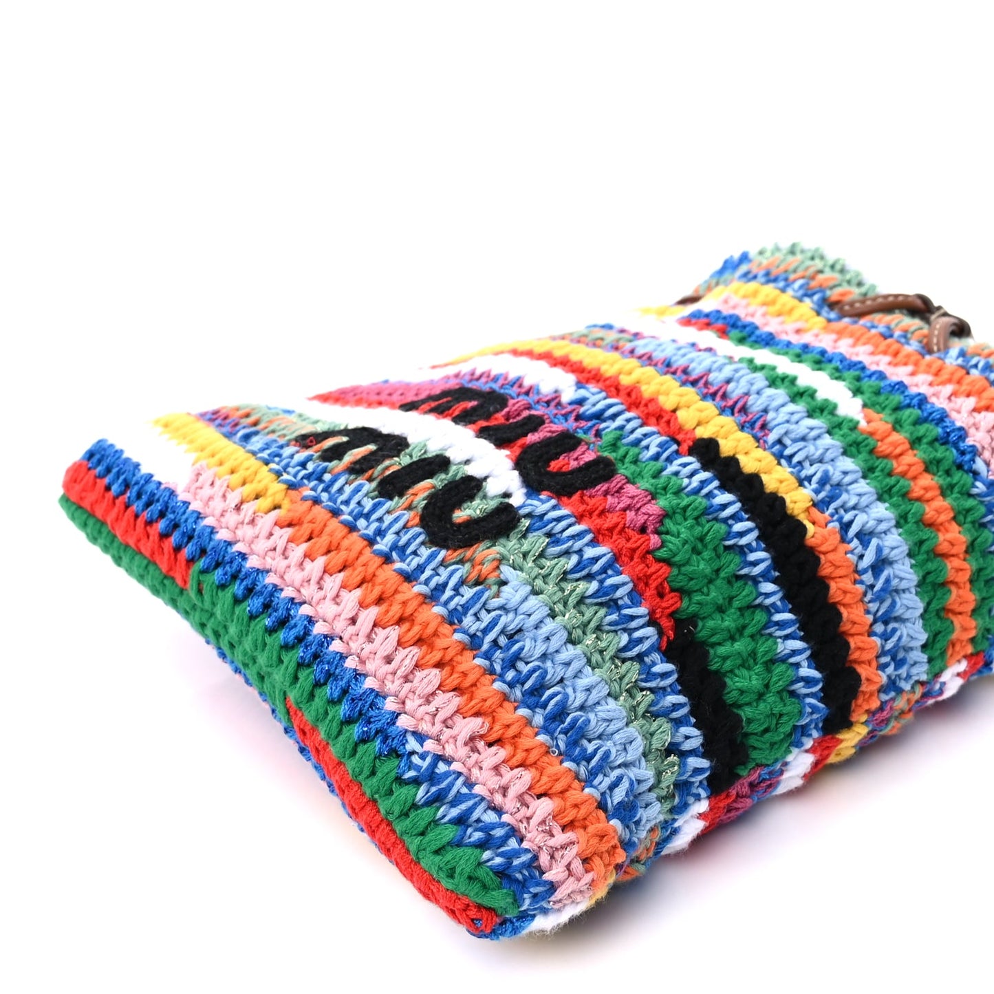 Miu Miu Fabric Crochet Drawstring Pouch Multicolor