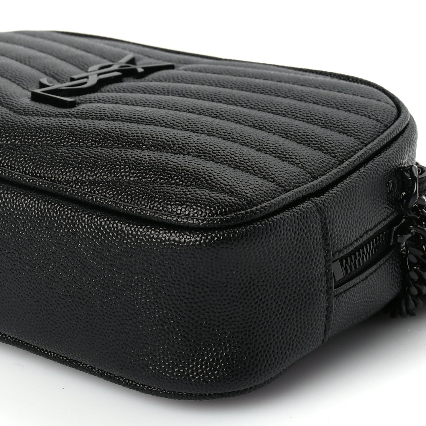 Saint Laurent Grain De Poudre Matelasse Monochrome Monogram Mini Lou Camera Bag Black