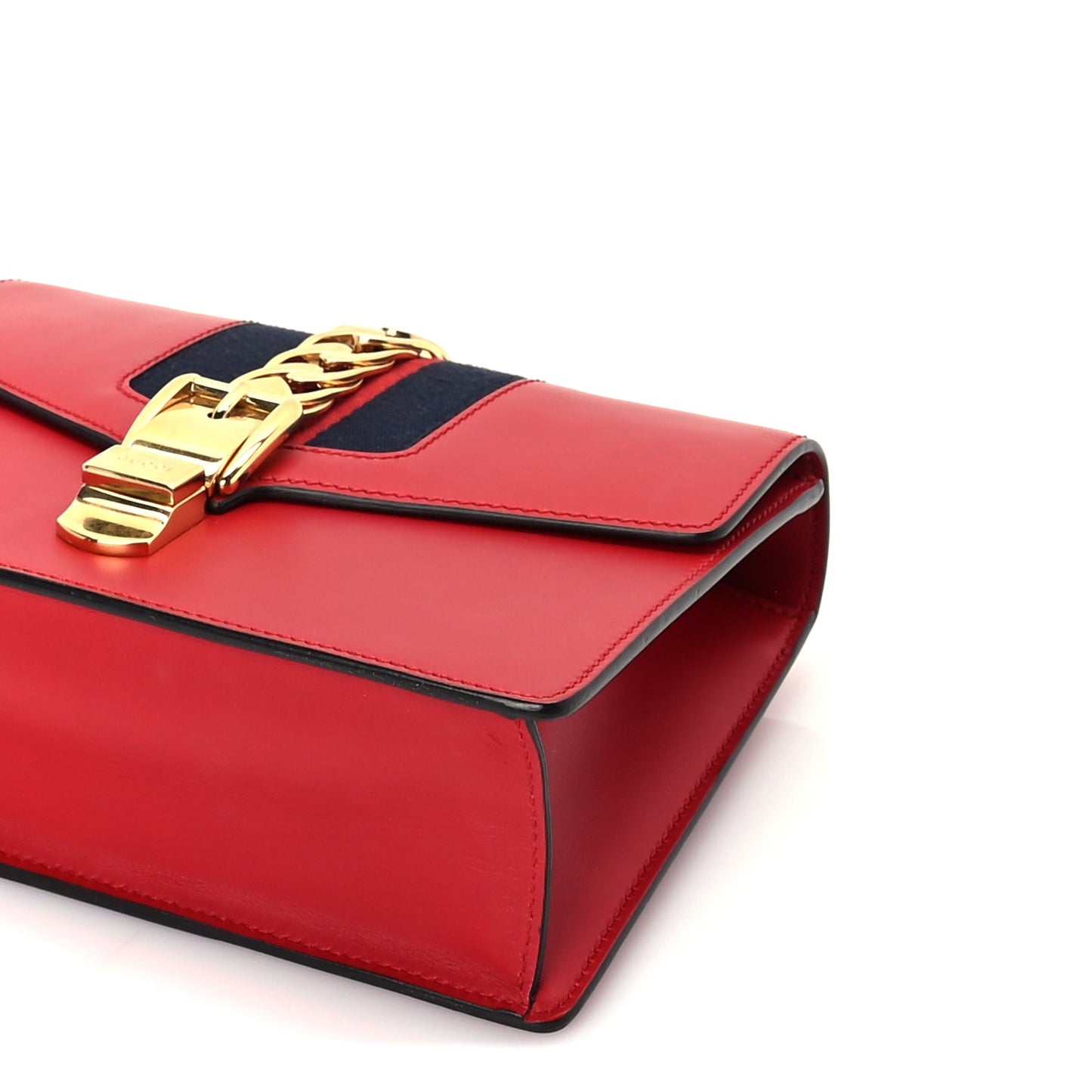 Gucci Calfskin Small Sylvie Shoulder Bag Hibiscus Red