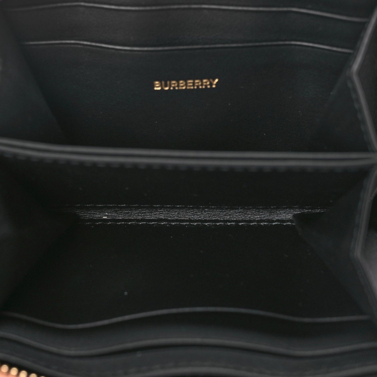 Burberry House Check Grainy Calfskin Mini Zip Around Wallet Black
