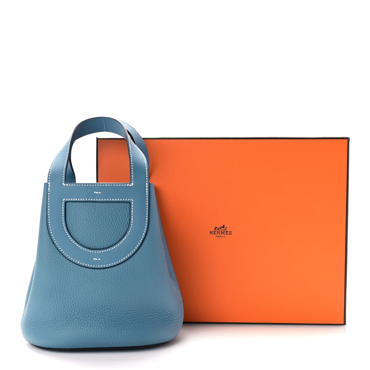 Hermes Taurillon Clemence Swift In-The-Loop 18 Blue Jean