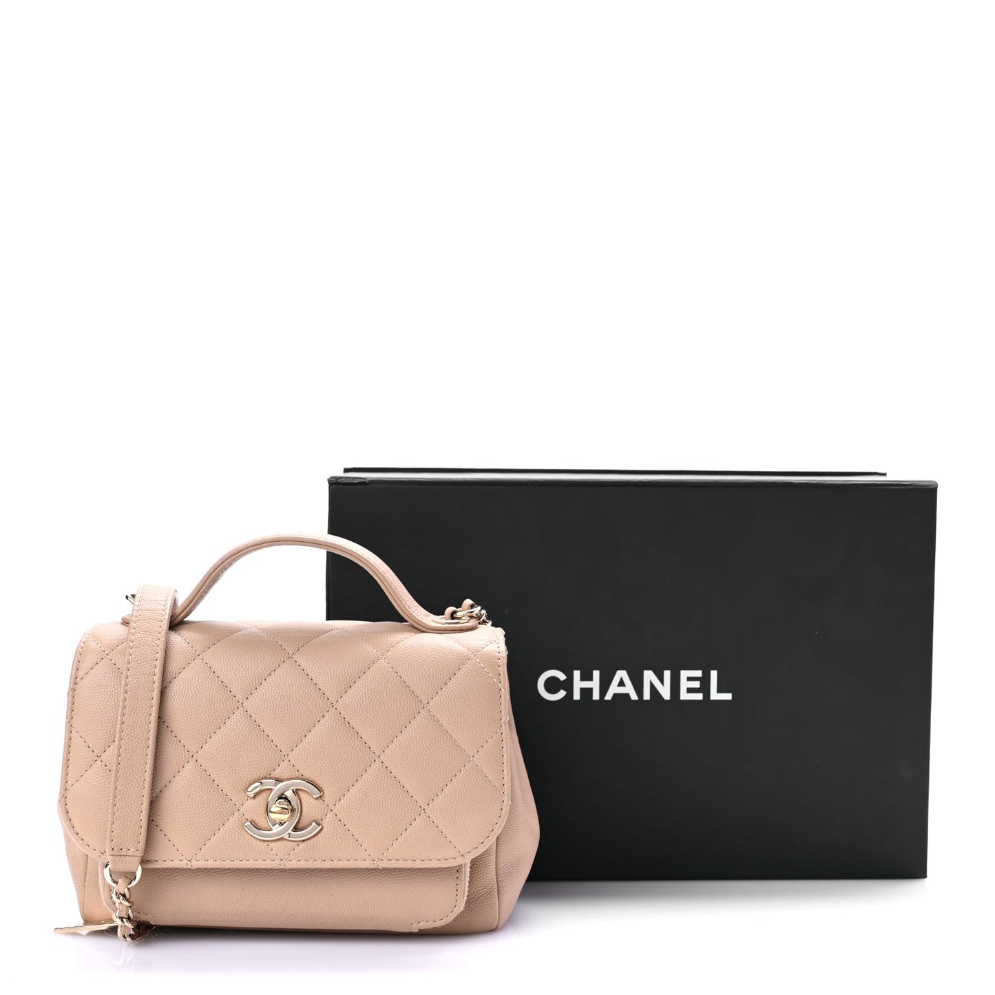 Chanel Caviar Quilted Small Business Affinity Flap Beige
