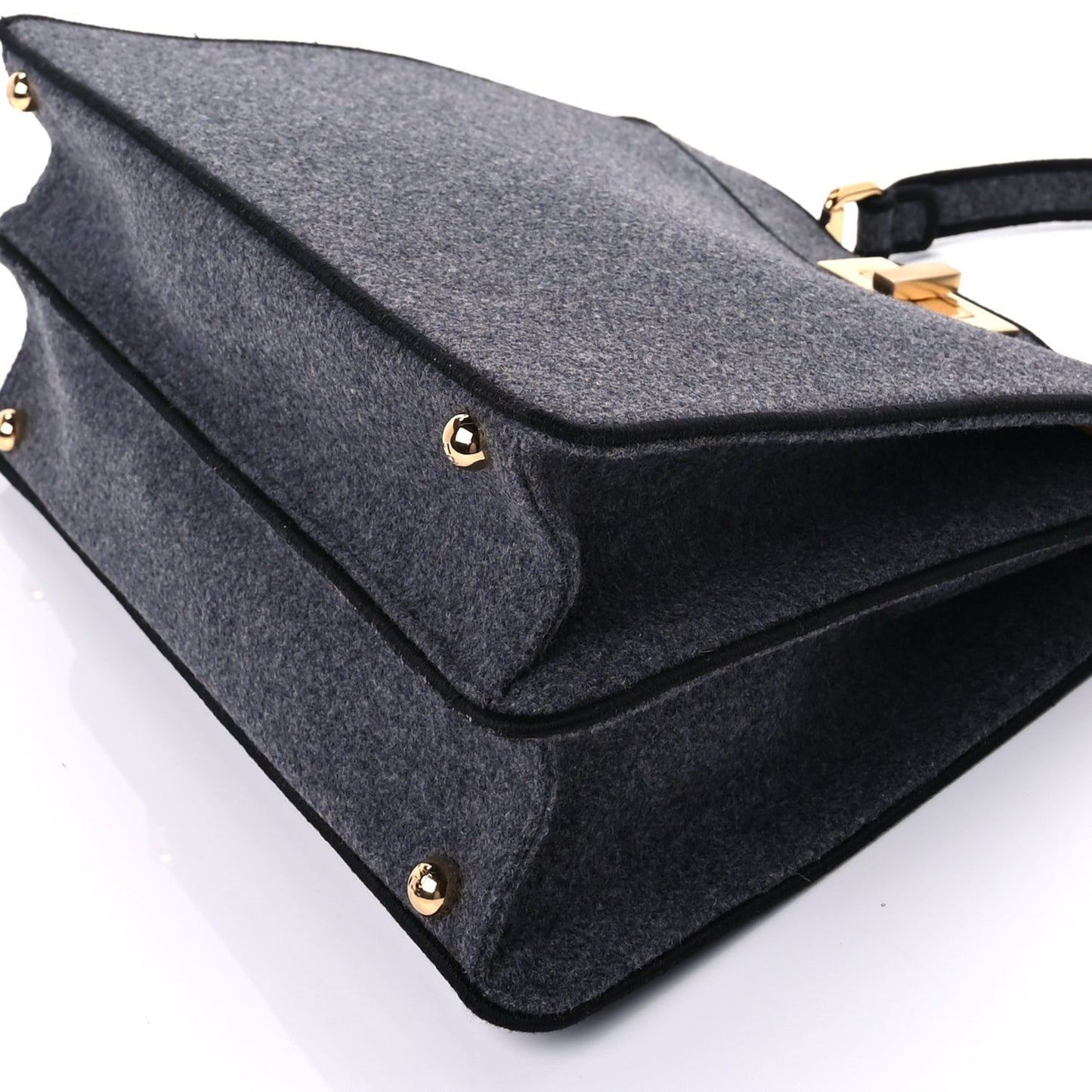 Fendi Melange Flannel Satin Threaded Edge Medium Peekaboo I SEE U Satchel Grigio Bois de Rose