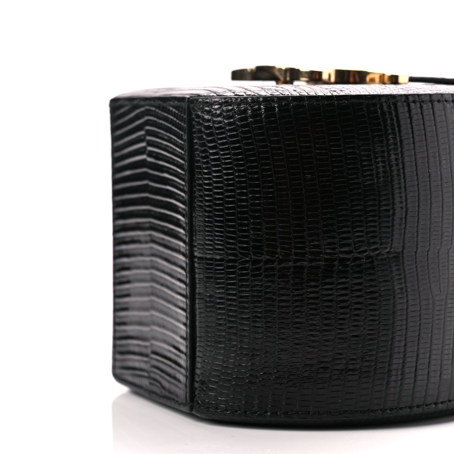 Celine Lizard Round Box Triomphe Black