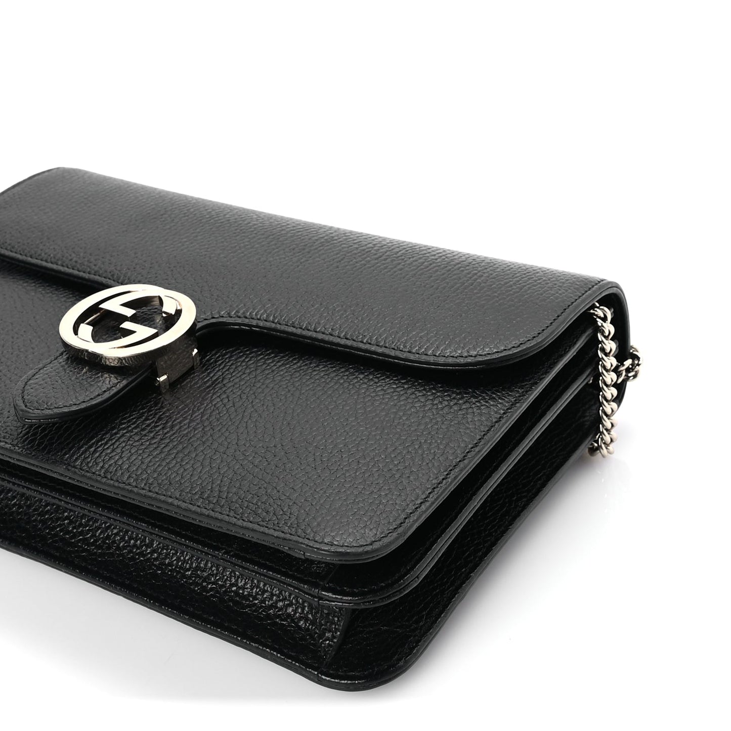 Gucci Dollar Calfskin Interlocking G Shoulder Bag Black