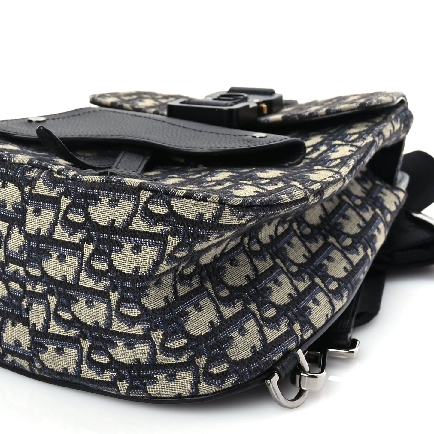 Christian Dior Grained Calfskin Oblique Mini Gallop Sling Bag Blue Black