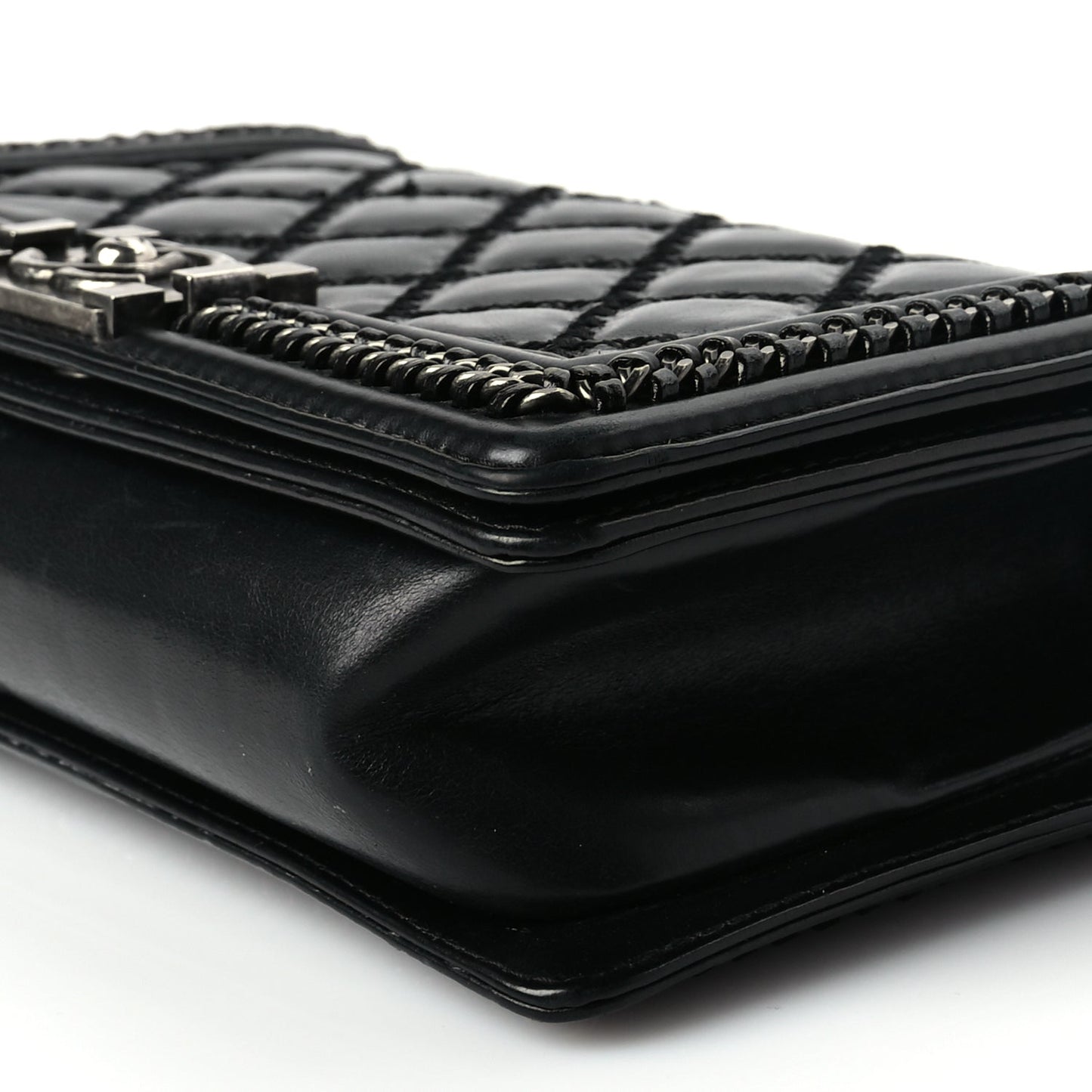 Chanel Goatskin Quilted Medium Boy Top Handle Flap Black