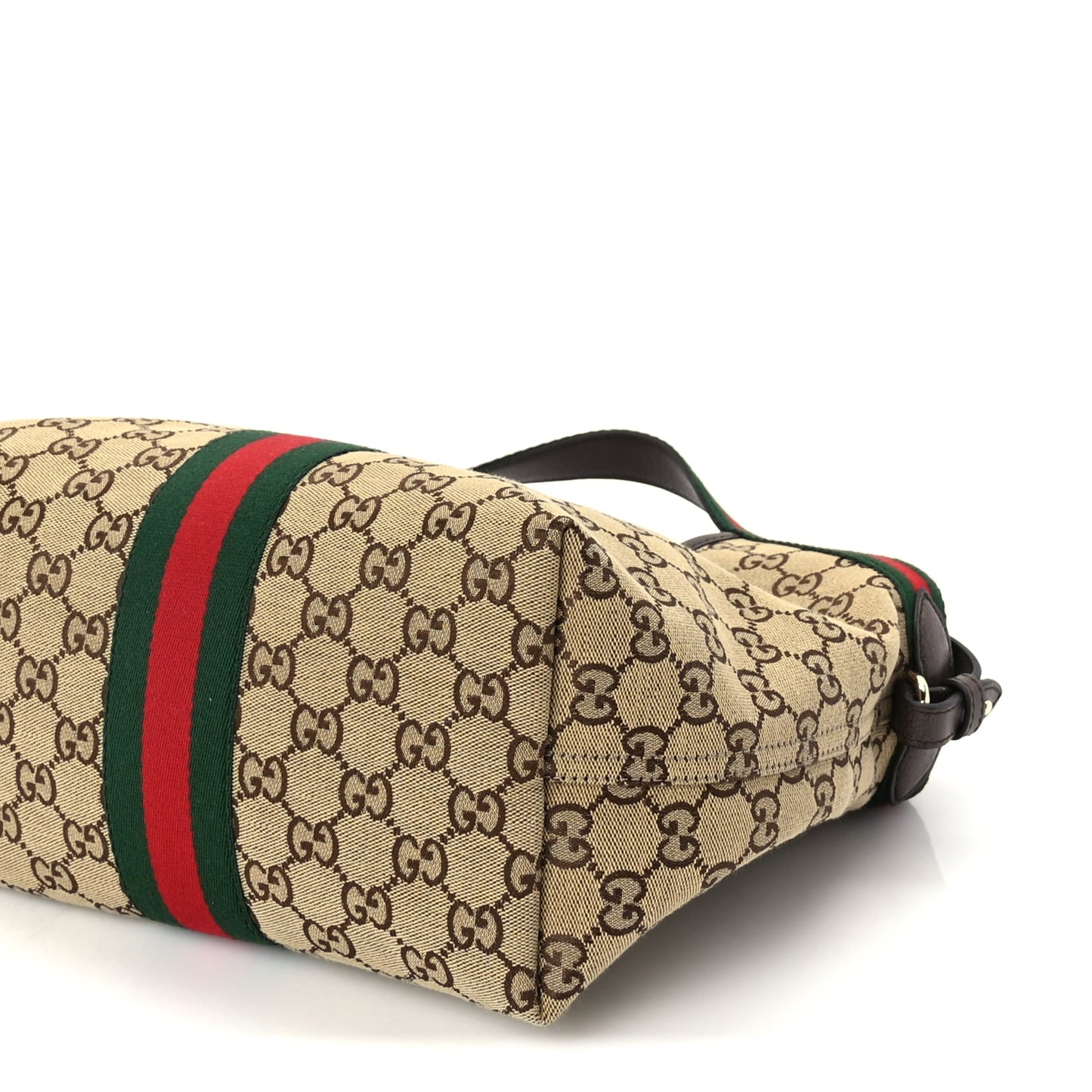 Gucci Monogram Web Small Giglio Tote Beige Dark Brown