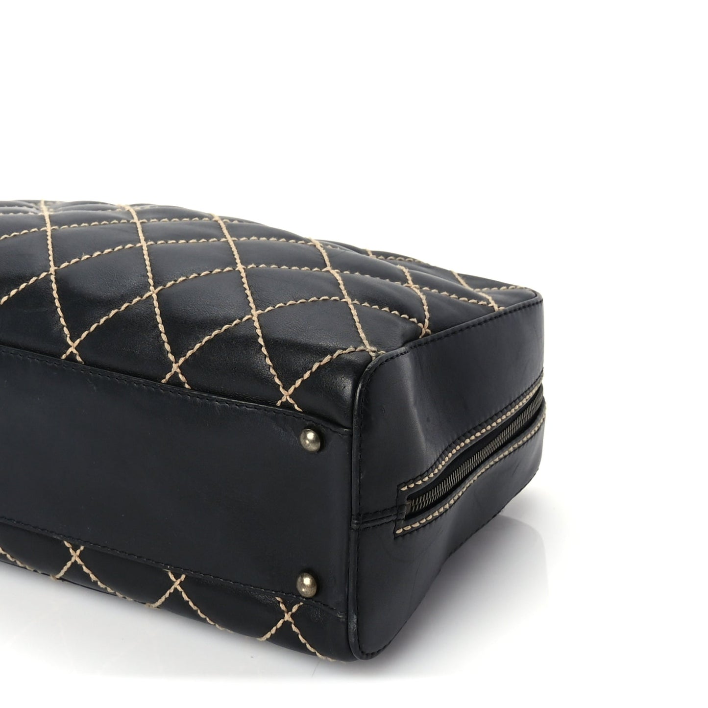 Chanel Calfskin Wild Stitch Top Handle Bag Black