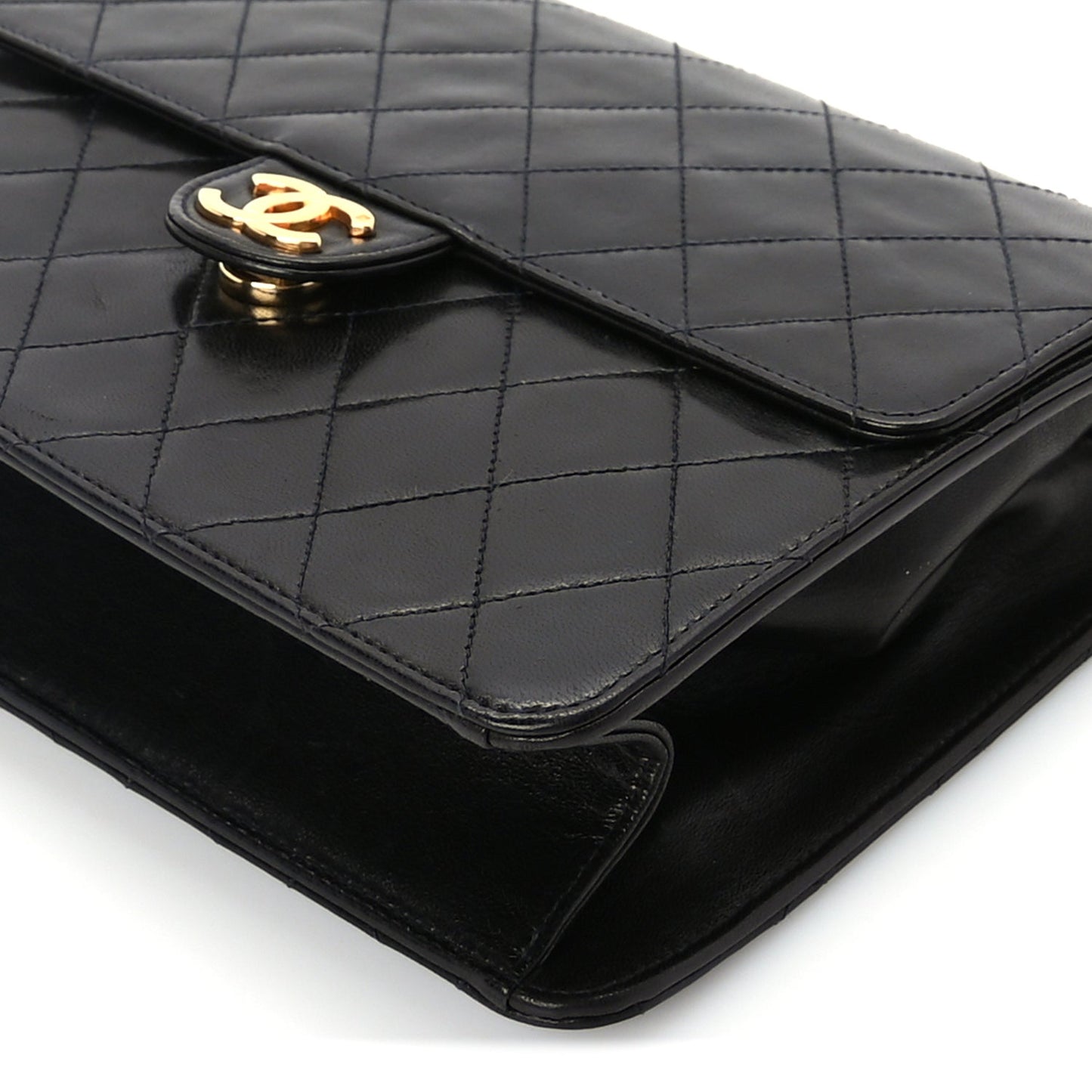 Chanel Lambskin Quilted Small Single Flap Bag Black