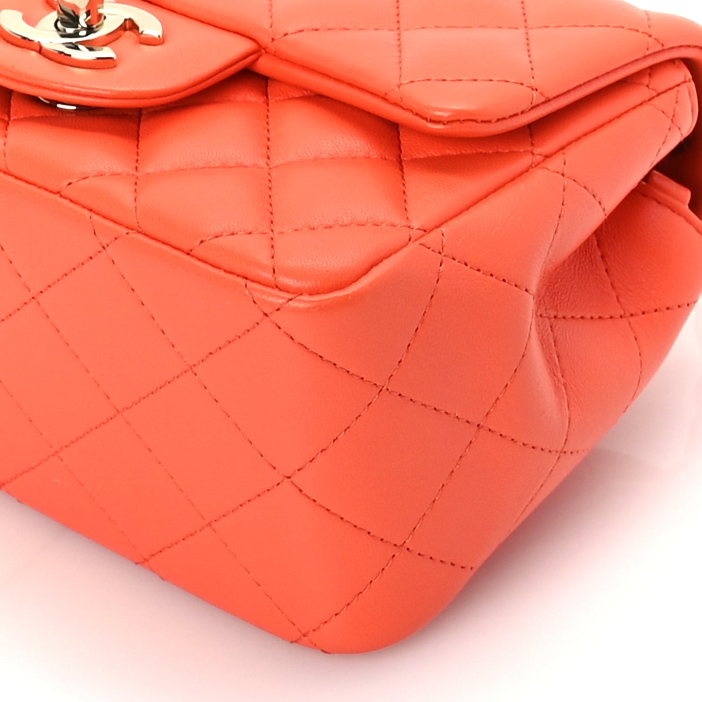 Chanel Lambskin Quilted Mini Square Flap Orange