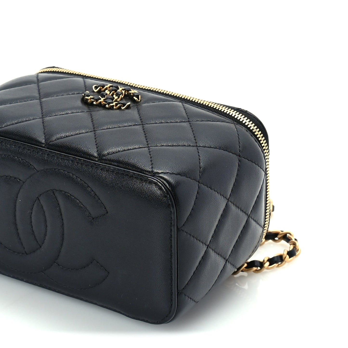 Chanel Lambskin Quilted 19 Pick Me Up Vanity Case Black