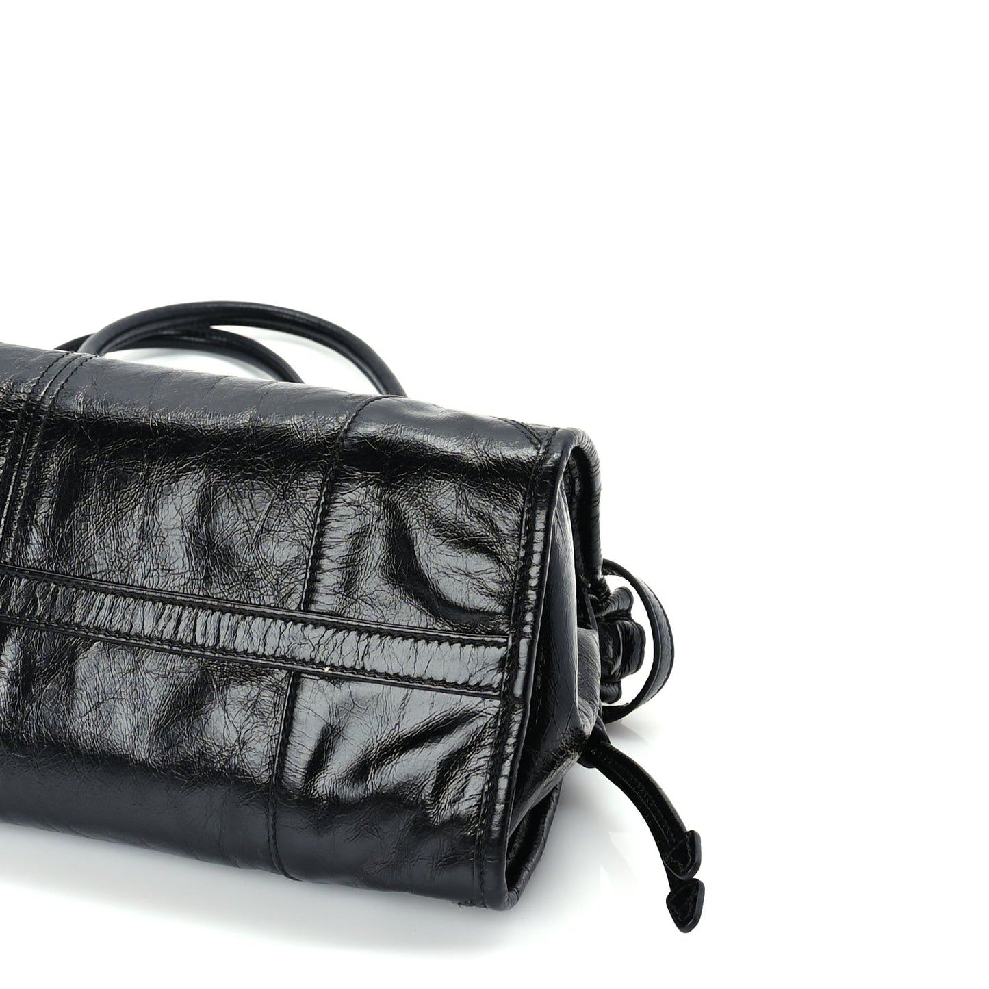 Prada Glossy Calfskin Triangle Medium Bonnie Shoulder Bag Black