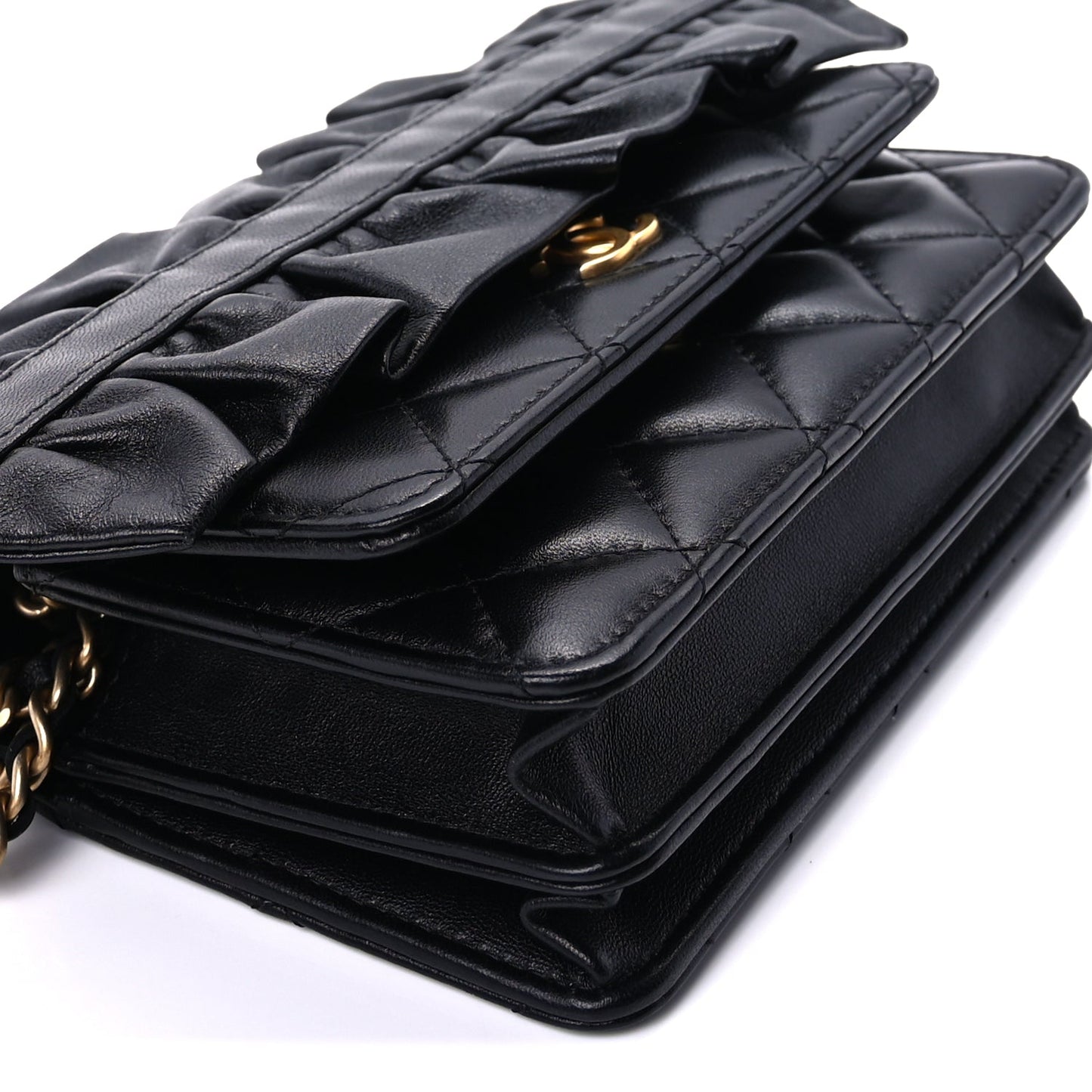 Chanel Lambskin Quilted Mini Romance Wallet On Chain WOC Black