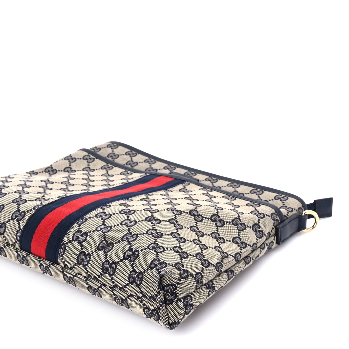 Gucci GG Supreme Monogram Web Flat Messenger Bag Navy