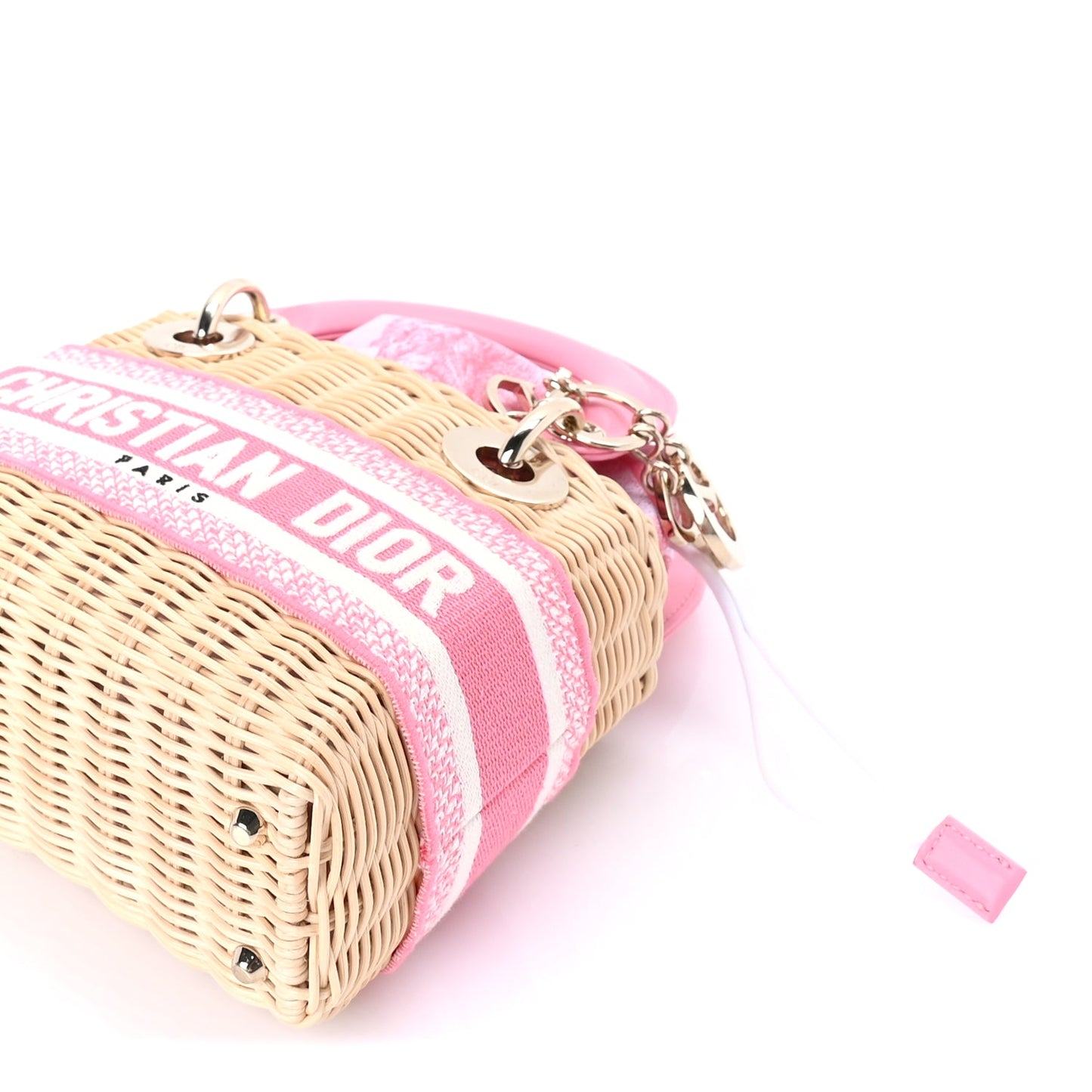 Christian Dior Wicker Oblique Mini Lady Dior Bag Pink