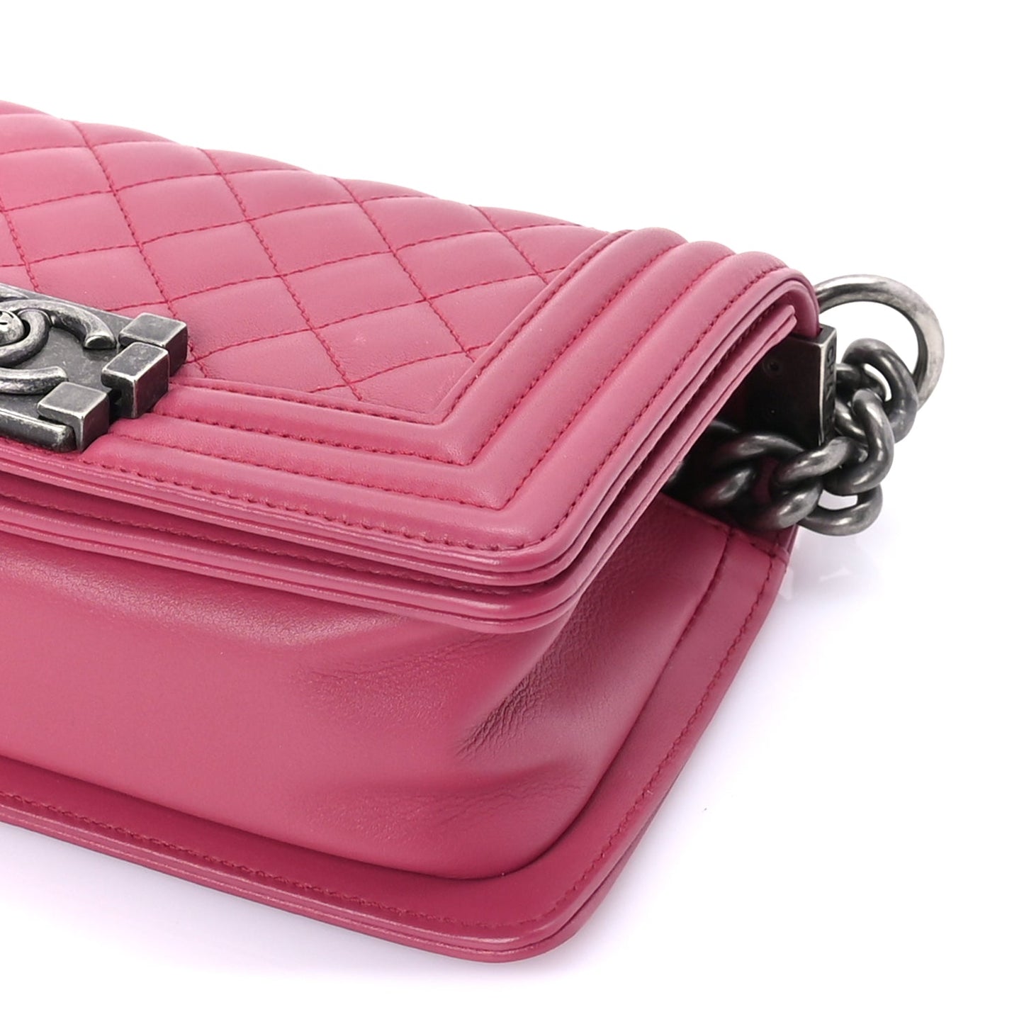 Chanel Lambskin Quilted Small Boy Flap Dark Pink