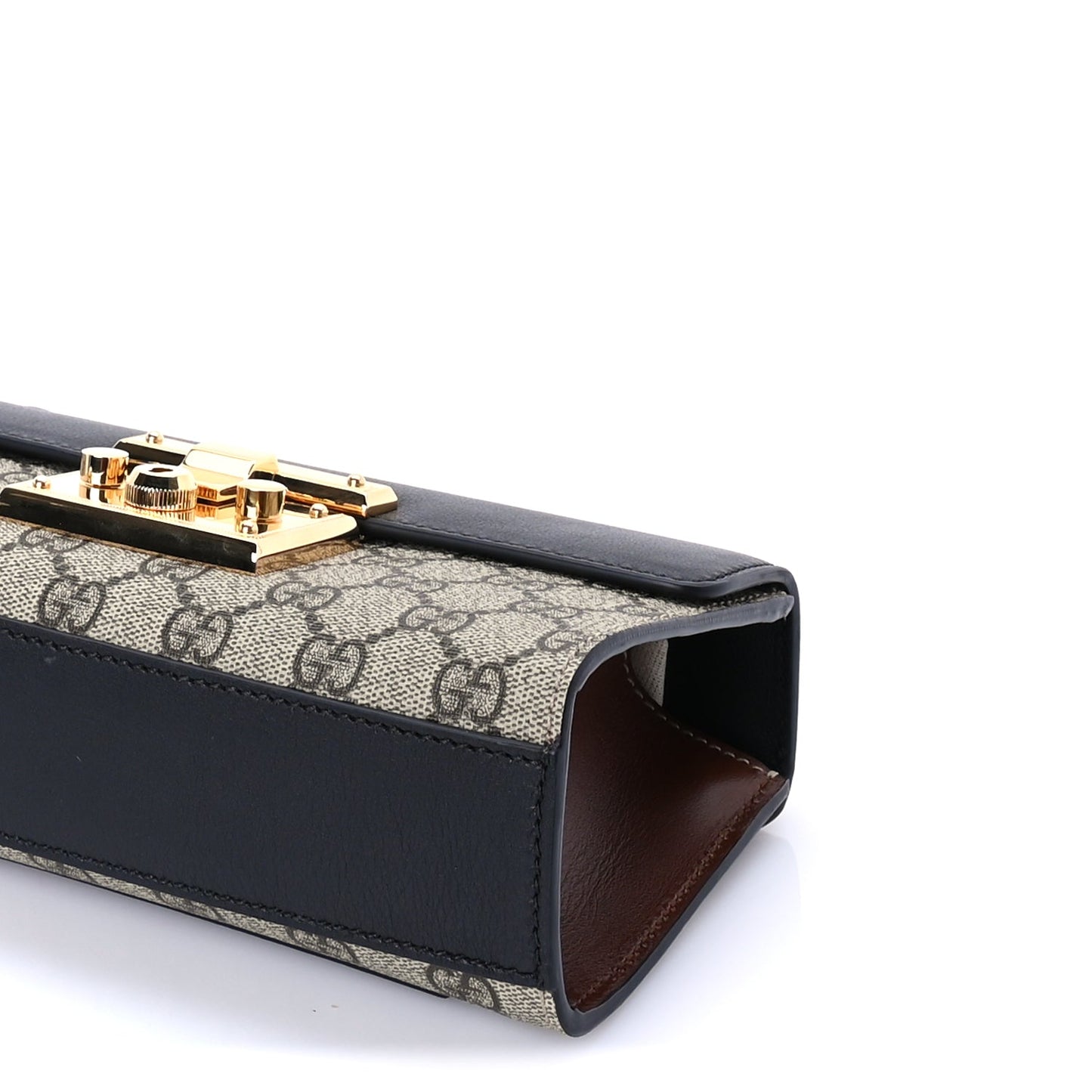 Gucci GG Supreme Monogram Calfskin Padlock Mini Shoulder Bag Brown